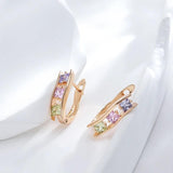 Bright Square Filled 14K Rose Gold AAA Zircon Diamonds Earrings for Women - Trendy Creative Daily Jewellery