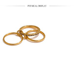 18K Gold Plated New Stainless Steel AAA Cubic Zirconia Layered Round Stackable Ring
