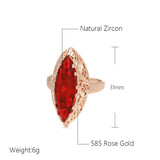 14K Filled Gold Exaggerated Pomegranate Red AAA Zircon Crystal Hollow Vintage Rings