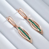 14 Karat Filled Gold Delicate Shiny Green AAA Zircon Crystals Long Dangle Womens Earrings