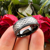Laser Engraved Pipe Cut Brushed Finish 6MM 8MM Tungsten Wedding Men Women Rings