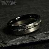 Black Meteorite Offset groove Brushed Finish 6/8mm Tungsten Carbide Couple Rings