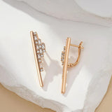 Fashion Geometric 14K Filled Rose Gold Long Drop AAA Zircon Diamonds Earrings For Women - Trendy Modern Jewellery