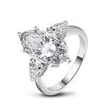 3 Stone 3 Carat D Colour Marquise Cut Moissanite Diamond Ring S925 Silver Wedding Engagement Certified Jewellery