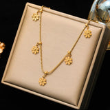 New Arrival 316L Stainless Steel Gold Colour Flower Pendant Necklace Earrings For Women - Fashion Jewellery Set - The Jewellery Supermarket