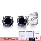 Real 0.1-3CT Moissanite Diamond Stud Earrings Silver Platinum Plated  Fine Jewelry