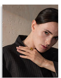 18K Gold Plated Stainless Steel Metal Hammer Snake Twisted Ring Statement Jewellery