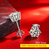 Classic Moissanite Diamonds 925 Sterling Silver Fine Jewellery Stud Earrings