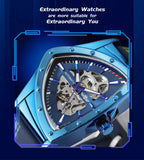 Top Brand Designer Luxury Fashion Triangle Steel Skeleton Mechanical Automatic Movement Sports Wrist watches