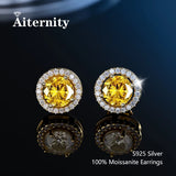 S925 Silver Platinum And Gold Plating Moissanite Stud Earrings Women Fine Jewellery