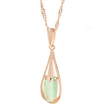 Luxury 14K Rolled Rose Gold AAA Zircon Green Emerald  Drop Pendant Necklace - Vintage Style Fine Jewellery