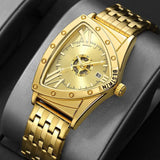 Luxury Brand Triangle Men Sports Quartz Watches For Men - Stainless Steel Golden Waterproof Popular Wrist Watches
