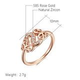 Crystal Flower Design Fashion 14K Rolled Rose Gold AAA Zircon Diamonds Rings for Women - Vintage Fine Jewellery