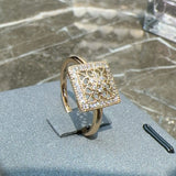 New Arrival Luxury Rolled 14K Rose Gold Hollow Square AAA Zircon Dimonds Ring -Luxury Vintage Jewellery