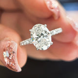 Terrific 3 Carat Oval Cut VVS1 D Colour Moissanite Diamond Silver Engagement Ring