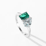 Dazzling Green Rectangle AAAA Lab Created Diamond Water Drop Shape Silver Rings