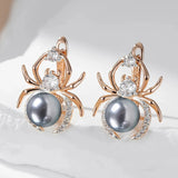 14K Gold Filled Fashion Grey Spider Shape AAA Zircon Diamonds Drop Unique Earrings