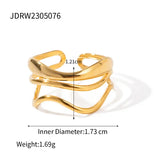 18K Plated Stainless Steel Minimalist Irregular Curve Geometric Curved Ring