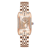 Elegant Luxury Brand Female Wristwatches - Rectangular Zircon Diamonds Steel Waterproof Original Womens Watch