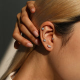 925 Sterling Silver Classic Round D Colour VVS1 Moissanite Helix Stud Earrings