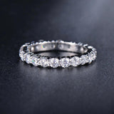 Popular Full Moissanite Eternity Engagement Wedding Rings for Women 925 Sterling Silver White Gold Plated Fine Rings