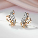 Attractive Full Paved Shiny 14K Rolled Rose Gold AAA Zircon Diamonds Drop Earrings - Luxury Party Fine Jewellery