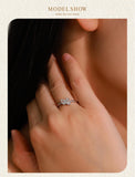 Fabulous Silver Geometric Design Sparkling Pear Cut AAAA Lab Created Diamond Rings