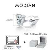 Multi -Styles 925 Silver Geometric Moissanite Heart Screw Stud Helix Earrings