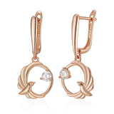 AAA Lab Created Zircon Diamonds Birdie 14K Gold Filled Long Drop Earrings