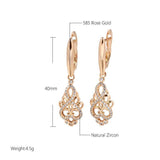 Luxury Natural Zircon 14K Rose Gold Filled Long Dangle Fashion Earrings - High Quality Jewellery