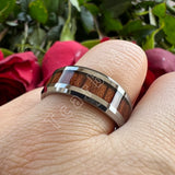 Rosewood Koa Wood Inlay Beveled Polished Finish 8mm Men Women Tungsten Wedding Rings
