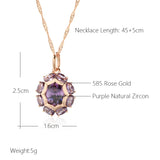 14K Rolled Gold Unusual Sparkling Oval Purple AAA Zircon Crystal Luxury Pendant Necklace