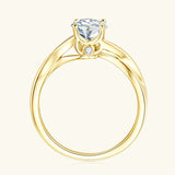 Vintage 1.0CT VV1 D Colour Moissanite Silver 18k Gold Plated Twist Shank Engagement Ring