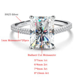 Excellent 1-4carat Radiant Cut VVS1 D Colour Moissanite Silver Engagement Ring