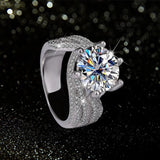 Luxury 3ct 5ct Sparkling Three Rows Moissanite Diamond Rings for Women 925 Silver Wedding Engagement Fine Jewellery
