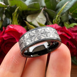 Laser Engraved Pipe Cut Brushed Finish 6MM 8MM Tungsten Wedding Men Women Rings