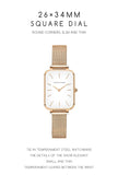 New Elegant Square Women Stainless Steel Mesh Strap Fashion Japanese Movement Rose Gold Tone Leisure Fashion Watches