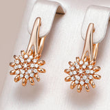 14 Karat Gold Filled Shiny AAA Zircon Diamonds Crystal Flower Dangle Earrings for Women