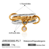 Fashion Stainless Steel 18K Gold Colour Plated Plain Zirconia Multi Ring