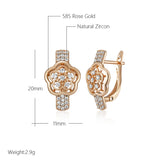 14K Gold Filled AAA Zircon Diamonds Crystal Flower Earrings Vintage Fine Jewellery