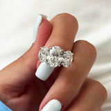 Sensational 3-Stones 6cttw Oval Cut Moissanite Wedding Engagement Ring Sterling Silver Fine Jewellery Rings With GRA