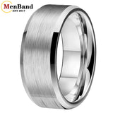 Brushed Finish Beveled Polished Edge 10/12mm Men Wedding Black Tungsten Rings
