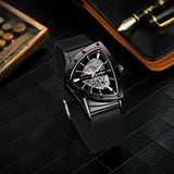 Luxury High-end Triangle Steel Skeleton Automatic Sports Waterproof Silicone Strap Luminous Mechanical Mens Watches