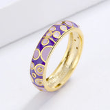 Selection of Bright Handmade Enamel 925 Silver Colorful Classic Rings