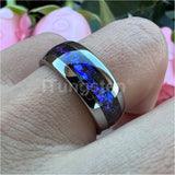 Orion Nebula Galaxy Opal Inlay 8mm Silver/Black Tungsten Rings for Men Women