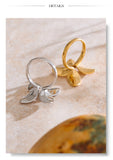 18K Gold Plated Popular Smooth Stainless Steel Flower Adjustable Charm Fashion Ring