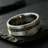 Black Meteorite Offset groove Brushed Finish 6/8mm Tungsten Carbide Couple Rings