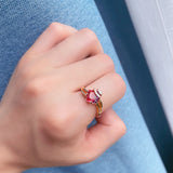 14K Gold Filled Fashion Red AAA Zirconia Crystal Elegant Vintage Fine Rings For Women