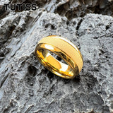 Sandblasted Gold Tone 6/8mm  Engagement Wedding Tungsten Ring for Men Women