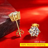 Classic Moissanite Diamonds 925 Sterling Silver Fine Jewellery Stud Earrings